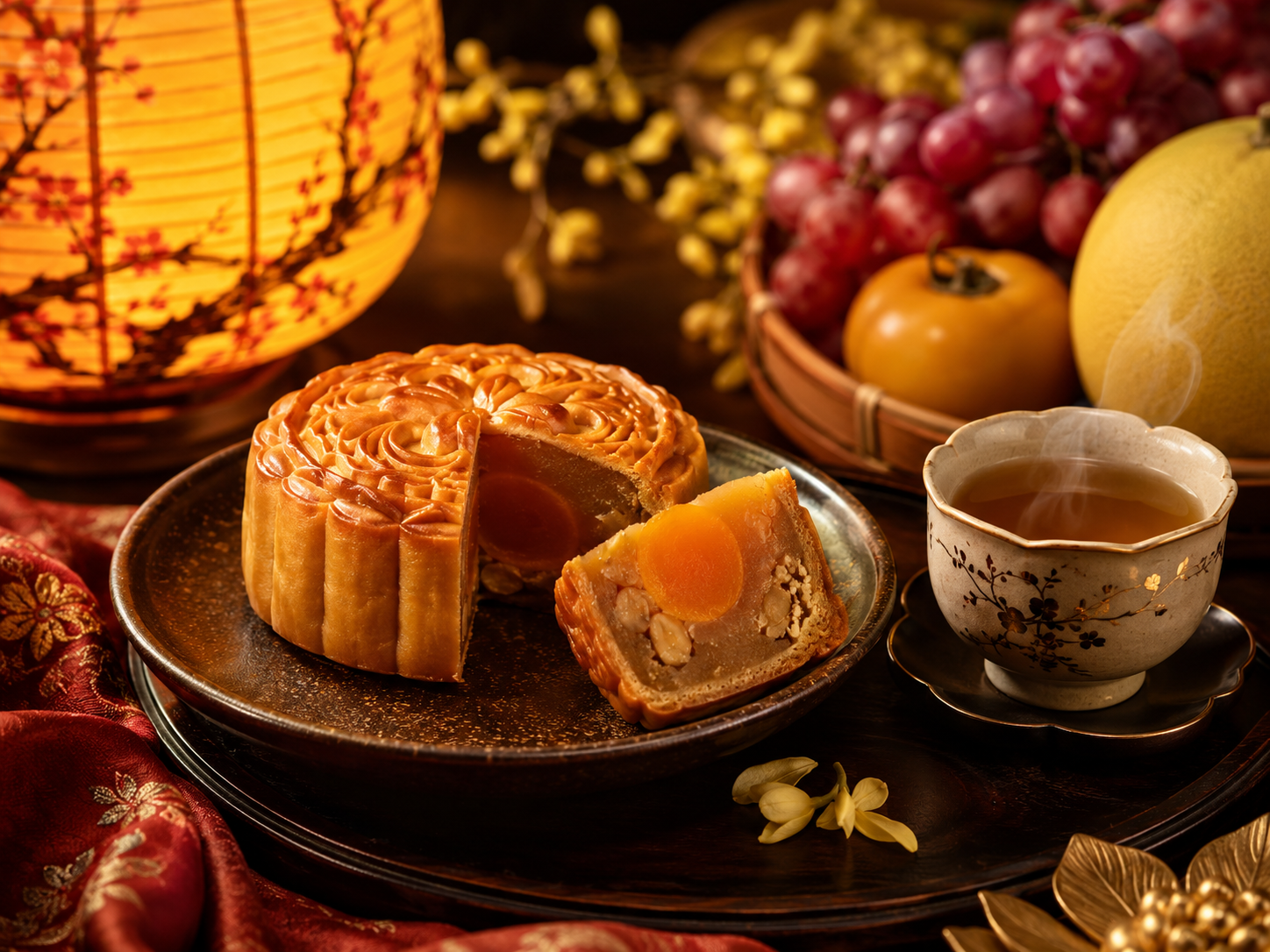 Bánh Trung thu và trà trong đêm rằm tháng Tám
